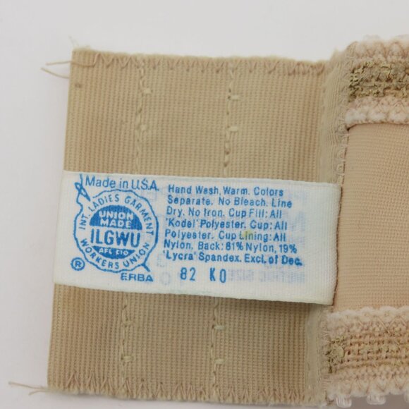 VTG Maidenform 32C 4155 Pretty Shapely Strapless Beige Underwire Floral Lace Bra - Picture 13 of 15